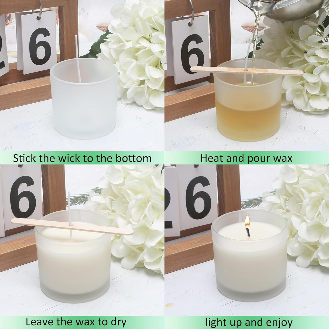 MILIVIXAY 20 Stück 118 ml Milchglas-Kerzengläser mit Deckel und Kerzenherstellungs-Kits – Grosspacku