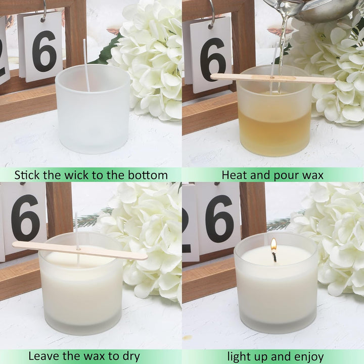 MILIVIXAY 20 Stück 118 ml Milchglas-Kerzengläser mit Deckel und Kerzenherstellungs-Kits – Grosspacku