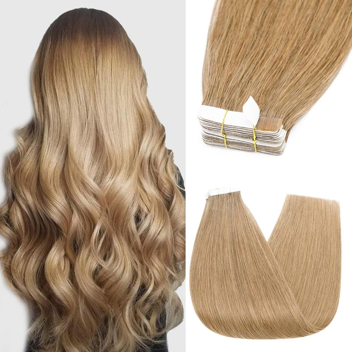 Silk-co Tape Extensions Echthaar 10stk, Remy Tape in Extensions Haarverlängerung, Skin Weft Echthaar