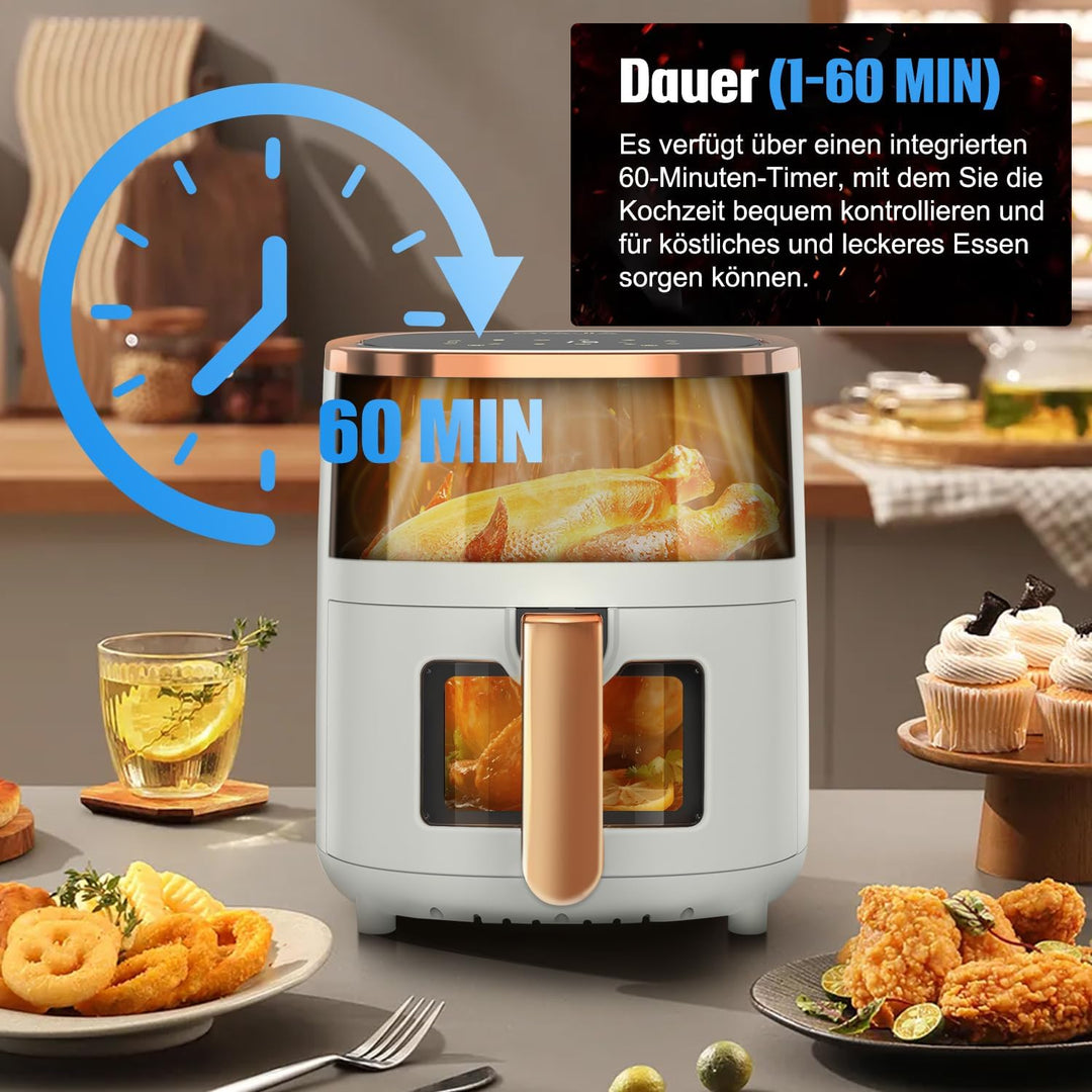 Heissluftfritteuse 6L Airfryer mit 8 Programme, Rapid Air Heisslufttechnologie, Touchscreen, Sichtfe