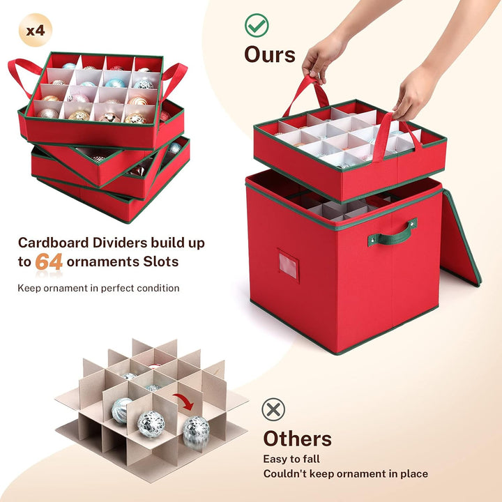 MaidMAX Aufbewahrungsbox fĂŒr Weihnachtskugeln mit Verstellbaren TrennwĂ€nden, Aufbewahrungstasche Wei