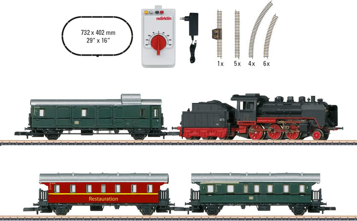 Märklin Modelleisenbahn Startpackung 81874 "Museums-Personenzug mit Dampflok BR 24 – Lokomotive Spur