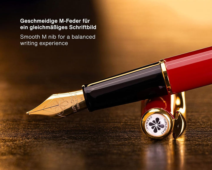 Diplomat Traveller Dark Red Gold Füllhalter-Set, Füllhalter aus Metall im Set mit Schreibtinte und K