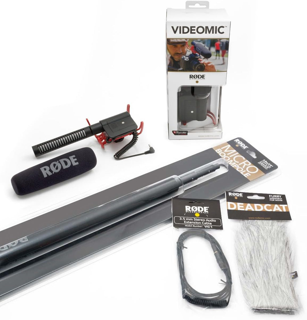 Rode Videomic Rycote Audio Essentials Kit (Richtmikrofon, Teleskop-Tonangel, Deadcat Windschutz, VC1