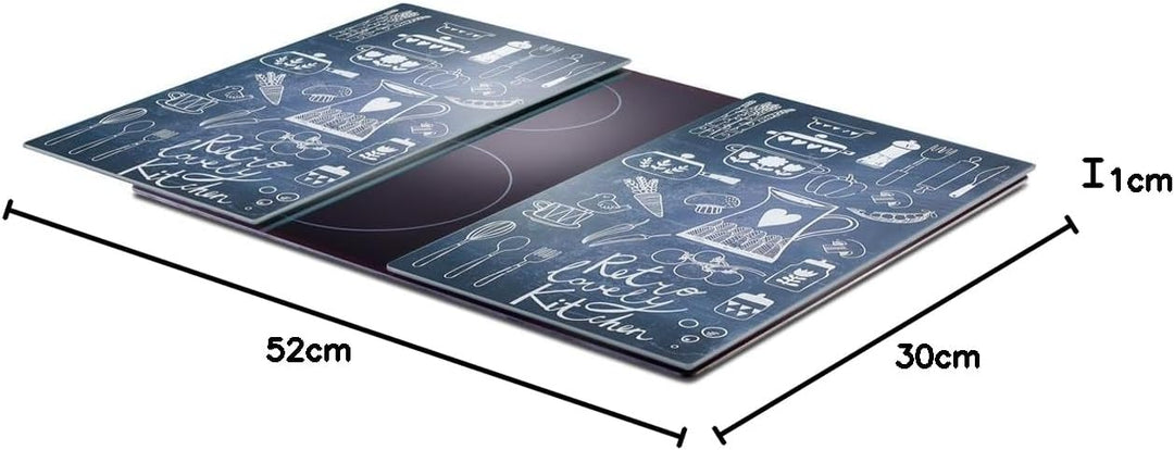 Zeller 26308 Herdabdeck-/Schneideplatten Lovely Kitchen Glas dekor 30 x 52 x 1 cm 2 Einheiten 30x52x