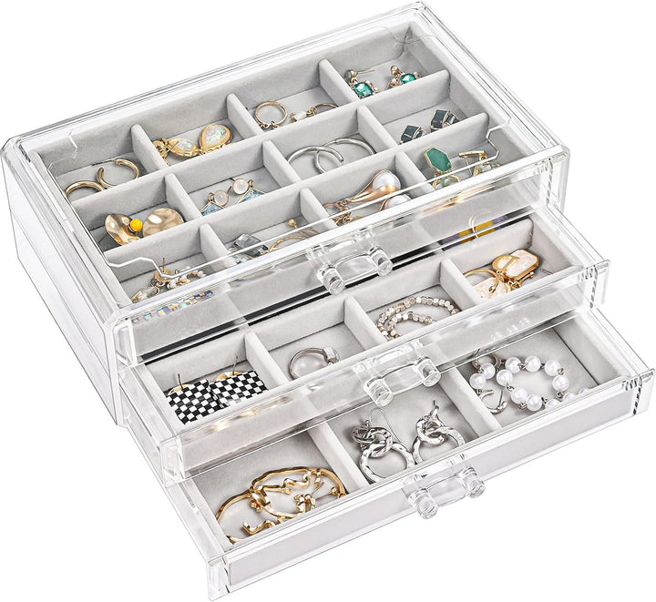 ProCase Acryl Schmuck Organizer Schmuckschatulle für Damen Durchsichtige Schmuckaufbewahrung Schmuck