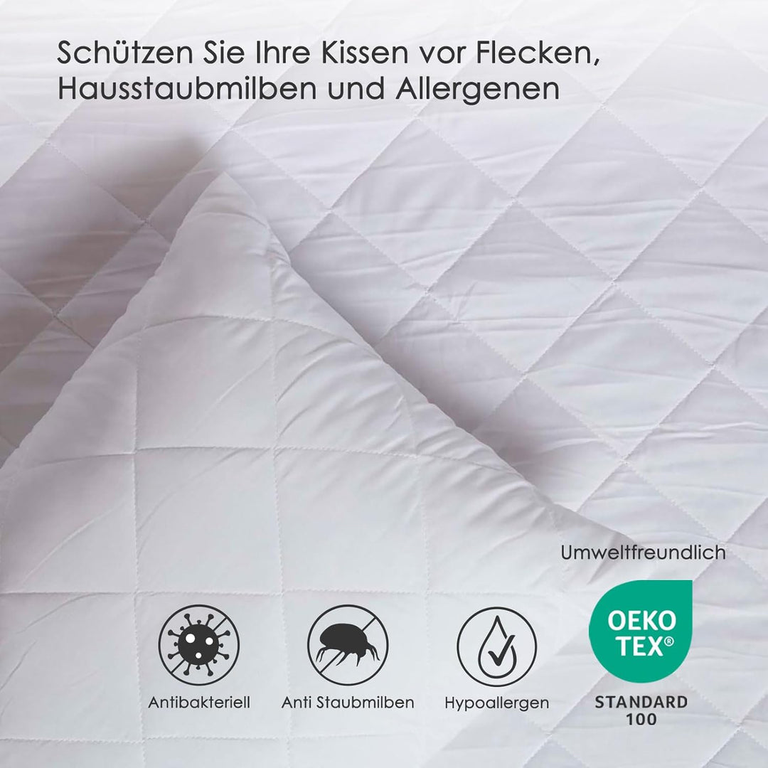 Homescapes Gesteppte Kissenschutzbezug-Paar aus Baumwoll-Polyester-Gewebe (48 x 74 cm - 10 Kissensch