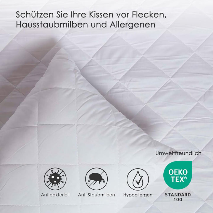 Homescapes Gesteppte Kissenschutzbezug-Paar aus Baumwoll-Polyester-Gewebe (48 x 74 cm - 10 Kissensch