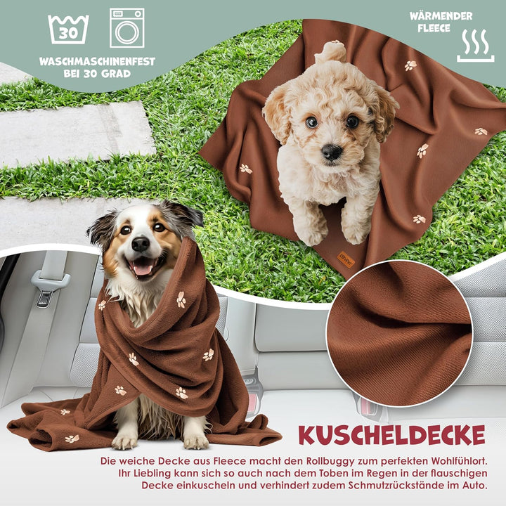 LOVPETยฎ Hundewagen 3in1 Hundebuggy Hundebox Transporttasche 360ยฐ Grosse Rรคder Faltbar klappbar Haust