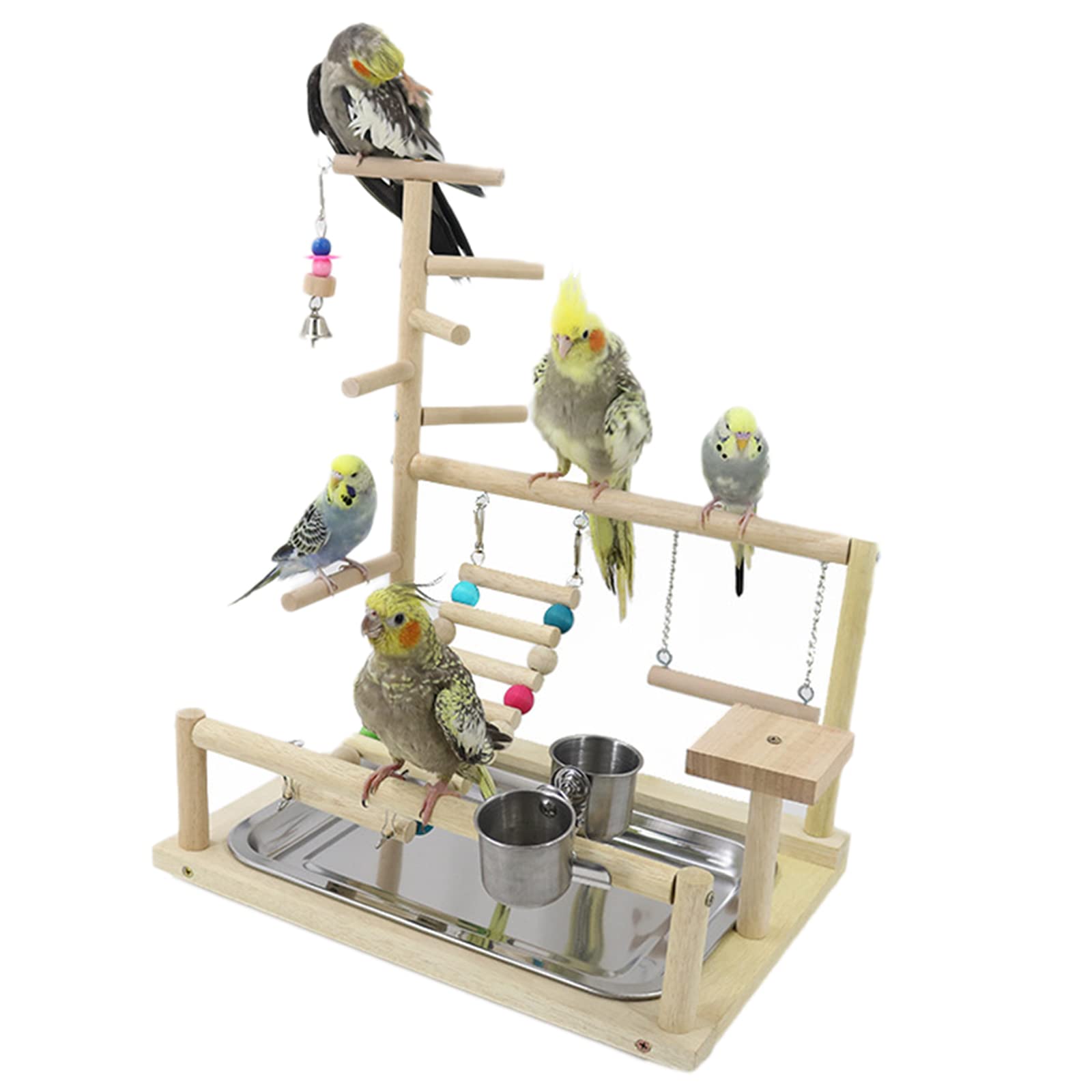 Wellensittich Spielplatz Vogel-Spielplatz mit Feeder-Cup Spielzeug Lei