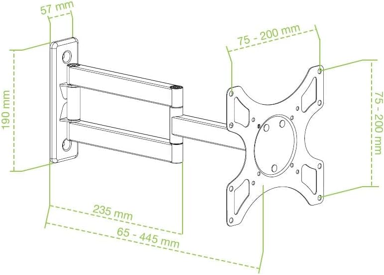 Techly ICA-LCD-2903 Wandhalterung LCD 48.26 cm (19 Zoll)-93.98 cm (37 Zoll) neig/drehbar 3 Gelenke S