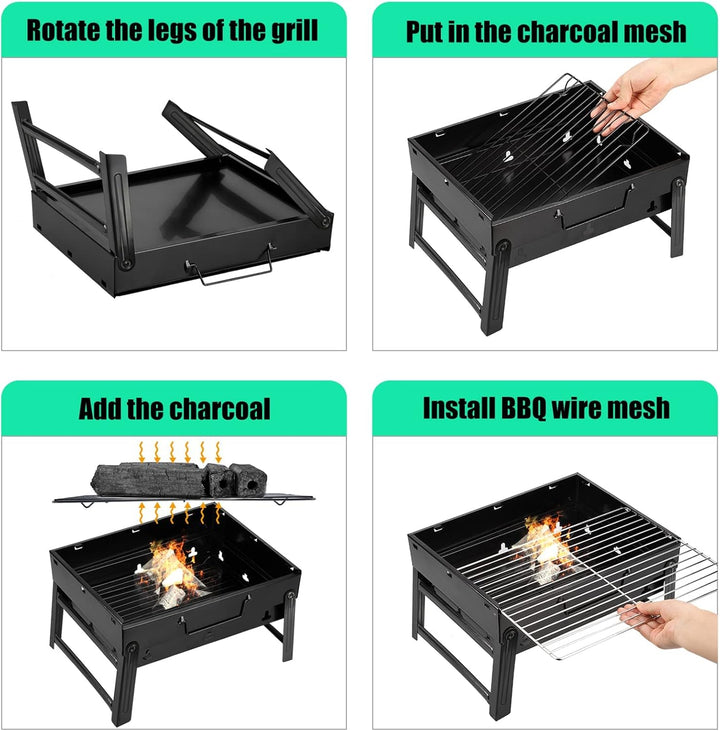 Uten Grill BBQ Portable Holzkohlegrills, Faltbare Grillwagen Outdoor Tischgrills Tragbar Picnikgrill