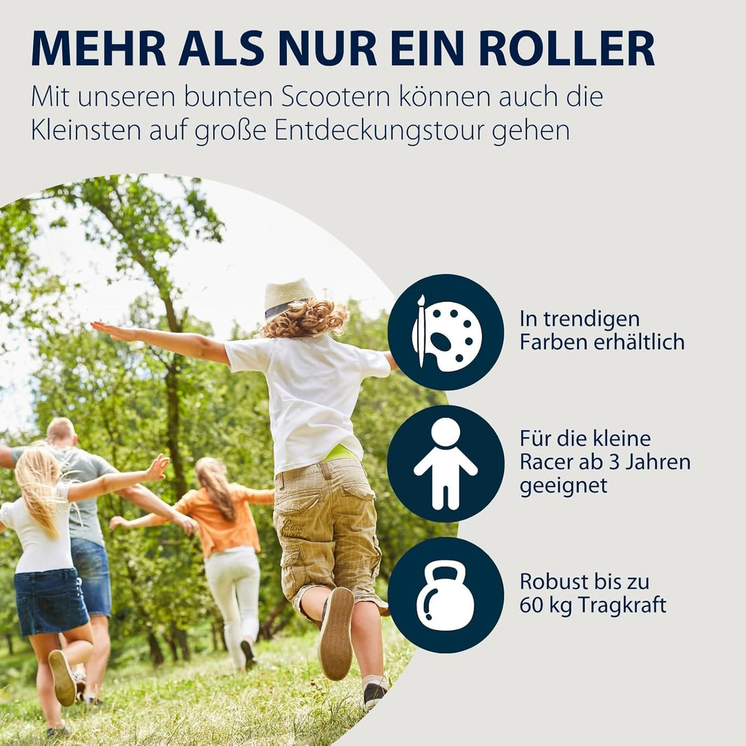 HUDORA Scooter Up 145 Junior - Hochwertiger & sicherer Kinder Roller ab 3 Jahre - Zusammenklappbarer