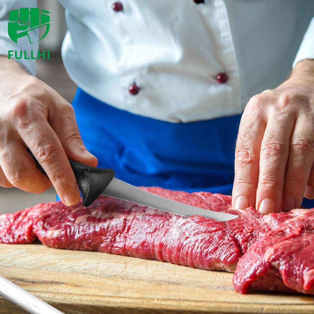 FULLHI 11PCS Metzger Messer Set, Anti-Rutsch-Metzger Ausbeinmesser Edelstahl Kochmesser Set, Fleisch