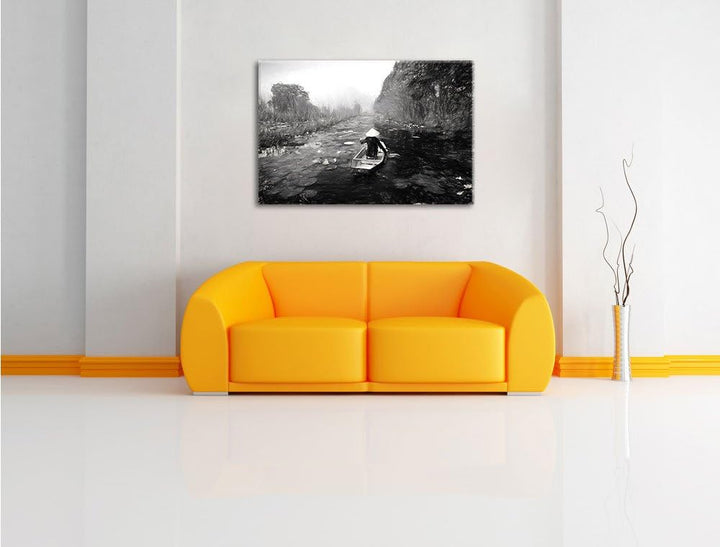 Pixxprint Yen-Stream Vietnam als Leinwandbild/Grösse: 100x70 / Wandbild/Kunstdruck/fertig bespannt,