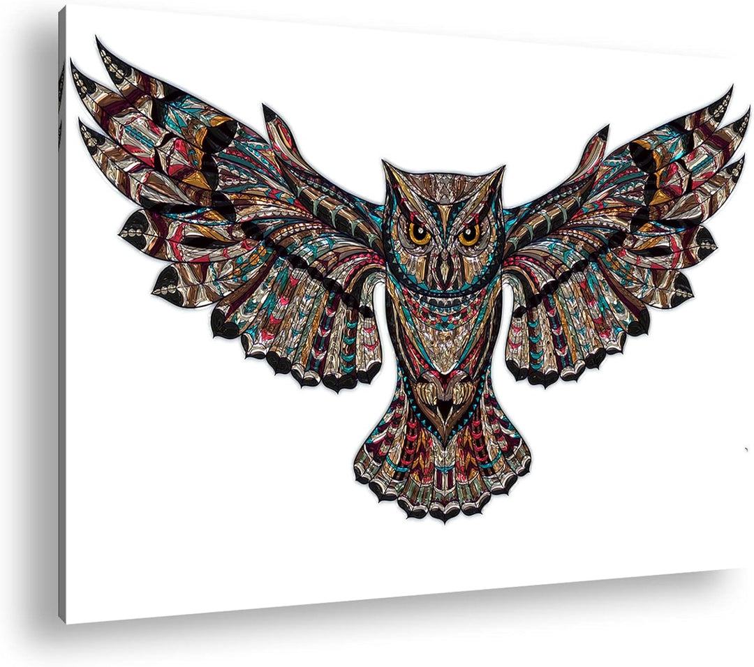 deyoli Mosaik Eule Format:75x50 cm als Leinwandbild, Motiv fertig gerahmt auf Echtholzrahmen, Hochwe