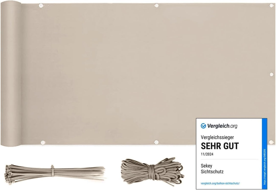 Sekey Balkon Sichtschutz Balkonabdeckung Balkonverkleidung blickdichte Wind- und UV-Schutz, 100% Pri