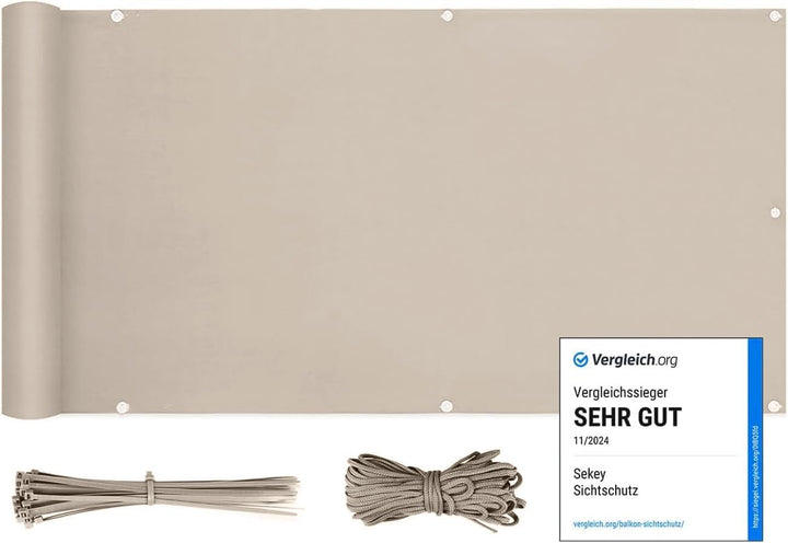 Sekey Balkon Sichtschutz Balkonabdeckung Balkonverkleidung blickdichte Wind- und UV-Schutz, 100% Pri