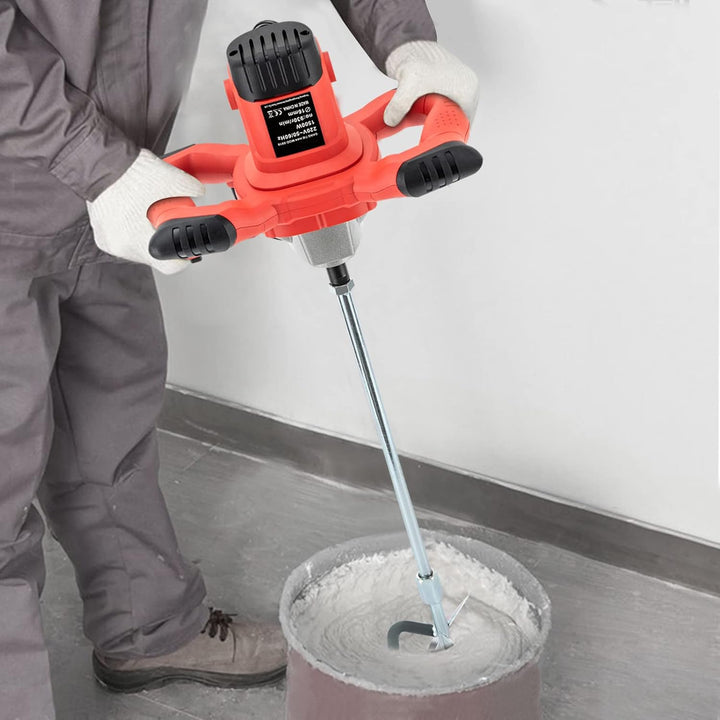 Tragbarer Betonmischer (1500 W, S-förmige Doppelklinge, Leerlaufdrehzahl 330-930rpm, Reiner Kupferbü