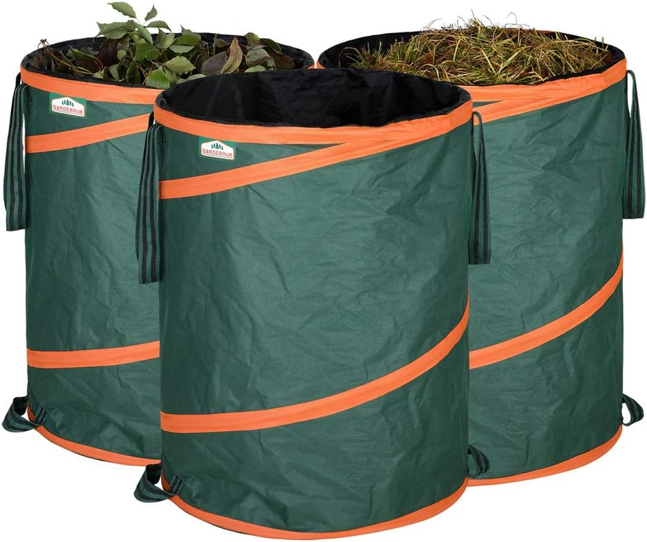 GARDEBRUK® Gartenabfallsack 3x165 Liter 30 kg Belastbarkeit stabil robust abwaschbar Garten Pop up R