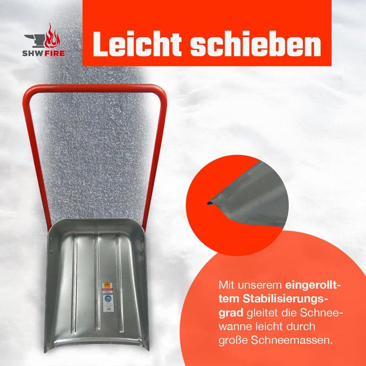SHW-FIRE Maxi Schneeschieber 62cm, Schneewanne aus hochwertigem Stahlblech. Made in Germany