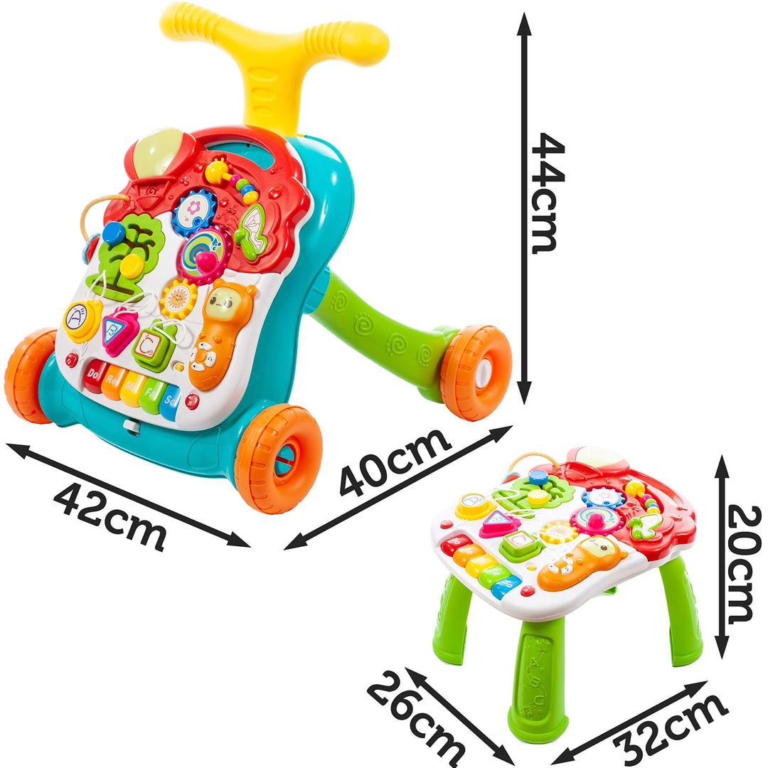 MalPlay Laufwagen Bunt mit Spieltisch und Baby Piano Lauflernwagen Lauflernhilfe Gehhilfe Musik für