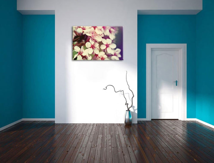 Gelbe Tulpe im Frühling Bild auf Leinwand, XXL riesige Bilder fertig gerahmt mit Keilrahmen, Kunstdr
