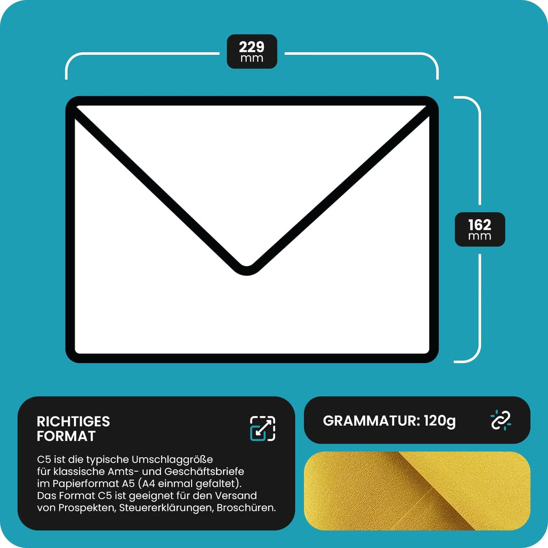 Netuno 250 Umschläge Perlmutt-Schwarz DIN C5 162x 229 mm 120g Aster Metallic Black Cooper schwarze P