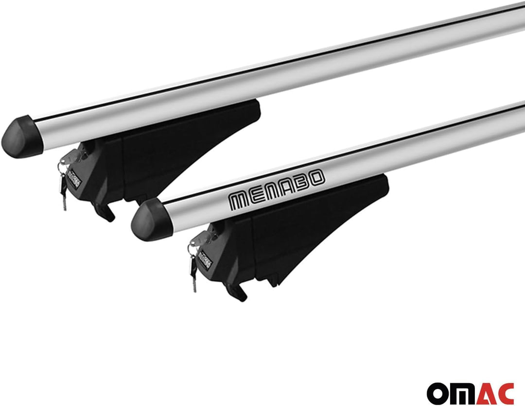 Menabo Grundträger Dachträger kompatibel mit Volvo XC90 2015-2019 TÜV Aluminium Silber 2tlg, XC90 20