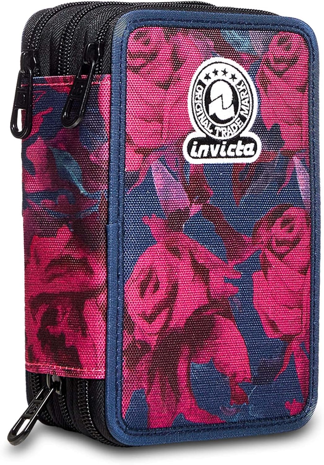 Invicta Federmäppchen, Mäppchen, mehrfarbig, Federtasche für Schreibwaren, Etui mit Stiften, Kugelsc