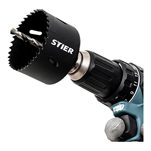 STIER Lochsägen-Set HSS-Co8 Bimetall, 17-teilig (20, 22, 25, 32, 35, 40, 44, 51, 60, 68, 76 mm), Loc