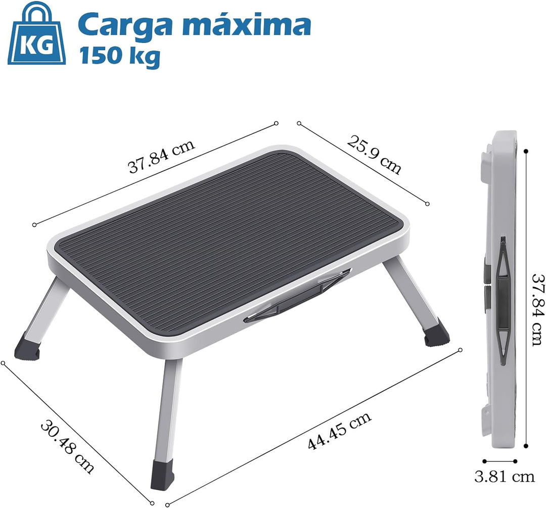 KINGRACK Tritthocker, Trittstuhl, zusammenklappbar, einstufige Leiter mit Rutschfester Gummimatte, L