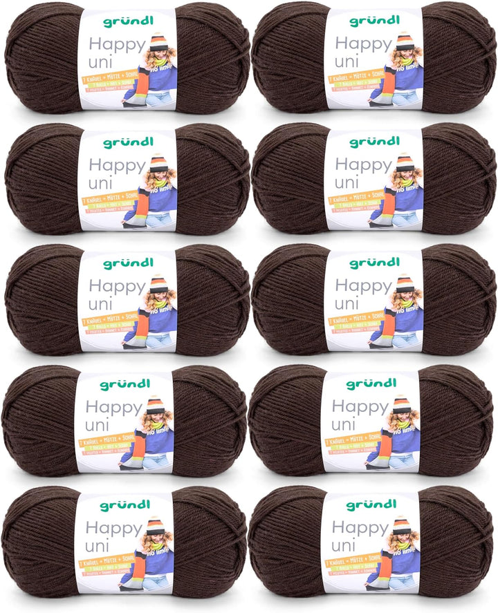 Gründl Happy uni (Strick- und Häkelgarn mit wollartigem Charakter aus 100 % Polyacryl, Anti-Pilling,