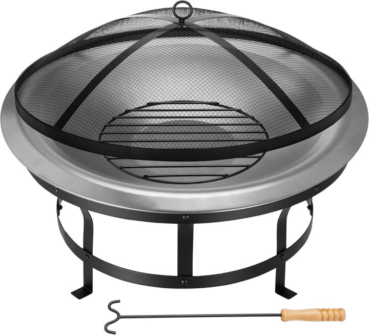 Gardebruk® Feuerstelle 75cm Edelstahl Funkenschutz Garten Outdoor Balkon Feuerschale Grill