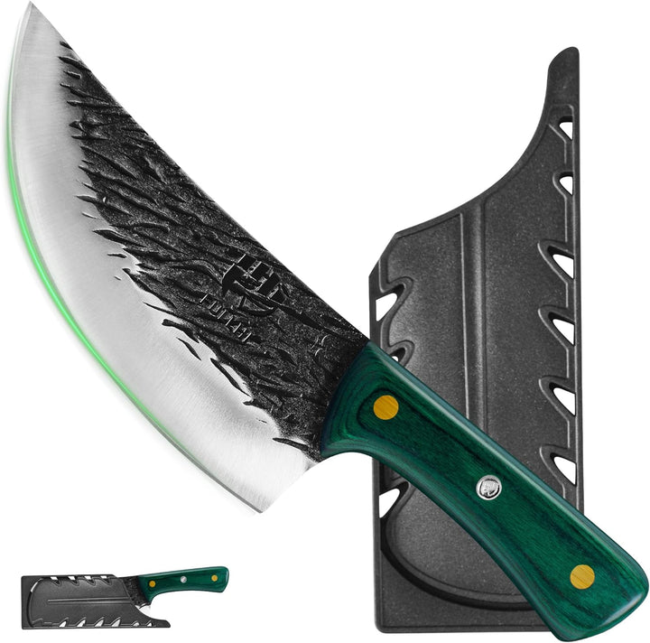 FULLHI Multi-color Holzgriff Full Tang Heavy Meat Cleaver mit Scheide, High Carbon Steel Chef Fleisc