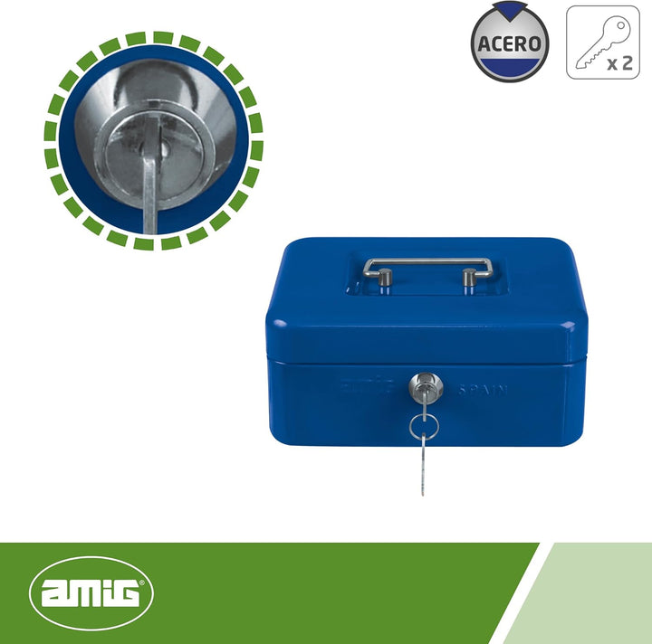 Amig - Sicher | Geldkassette | Safe für Geld, Scheine und Münzen | Mit Münzfach und 2 Schlüsseln | S