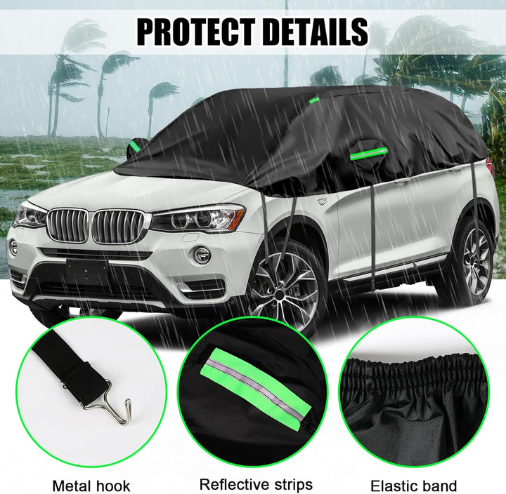 Opaltool Auto Schwarzes Halbgarage für BMW X3 2003-2024, SWB 300D Soft Windschutzscheibe Abdeckung H