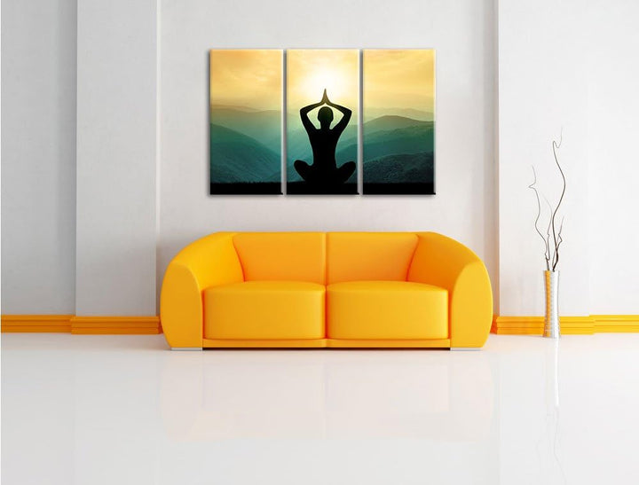 Pixxprint Yoga und Meditation als Leinwandbild | Grösse: 3 Teilig (120x80) | Wandbild| Kunstdruck |