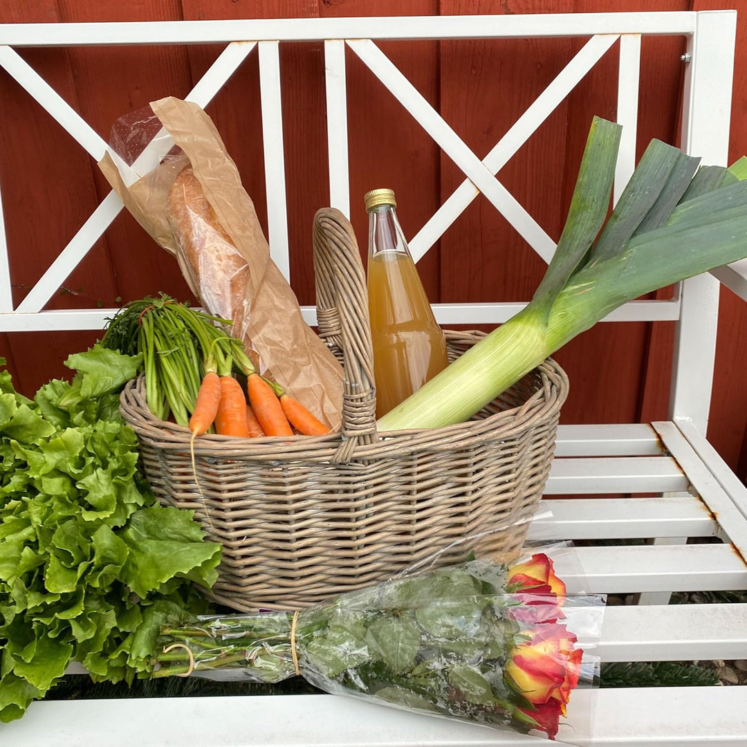 UNUS Weidenkorb Picknickkorb Einkaufskorb Henkelkorb 36x16x26cm(LxHxB) grau Grau mittel, Grau mittel