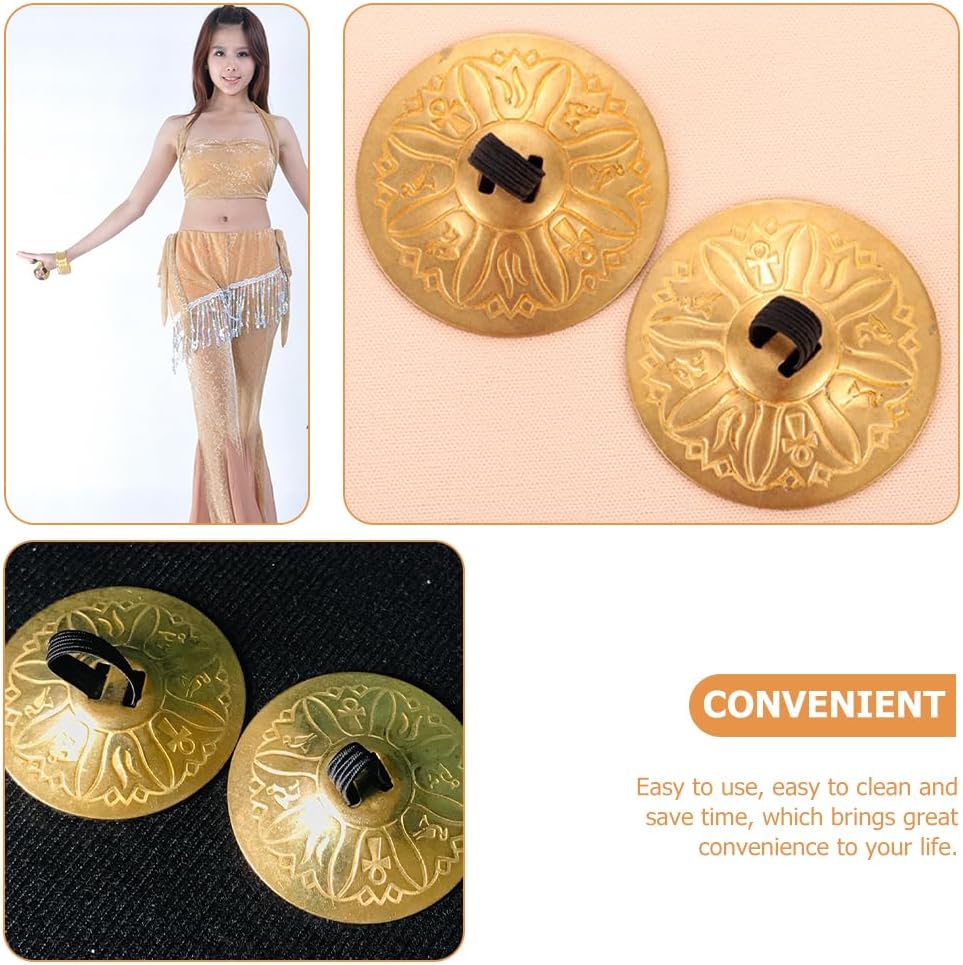 Amosfun 2 Paar Fingerbecken Kupfer Zills FüR Bauchtanz Und Kinderpartys, Goldene Fingerzimbeln Mit G