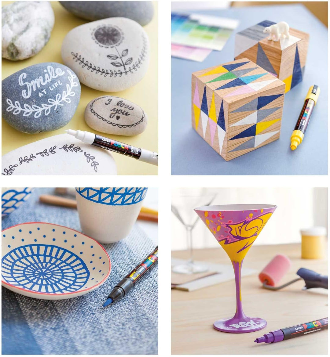 Faber-Castell uni-ball 186817 - POSCA Marker Malkoffer Klassik mit 20 Acrylstiften, für viele Oberfl