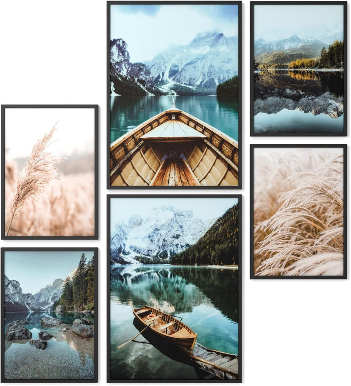 Papierschmiede® XXL Mood Poster Set Lake View, Gerahmte Bilder (Aluminium Rahmen, Farbe wählbar), Wo