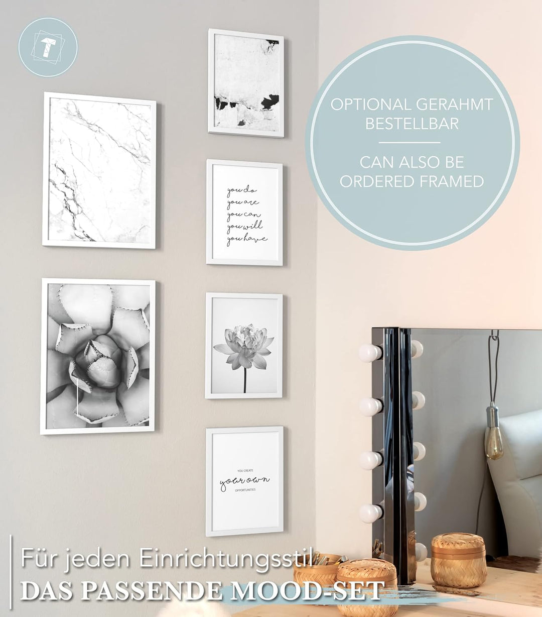 Papierschmiede® Mood Poster Set Unity Schwarz-Weiss, Bilder Wohnzimmer Deko Schlafzimmer, 2x DIN A3