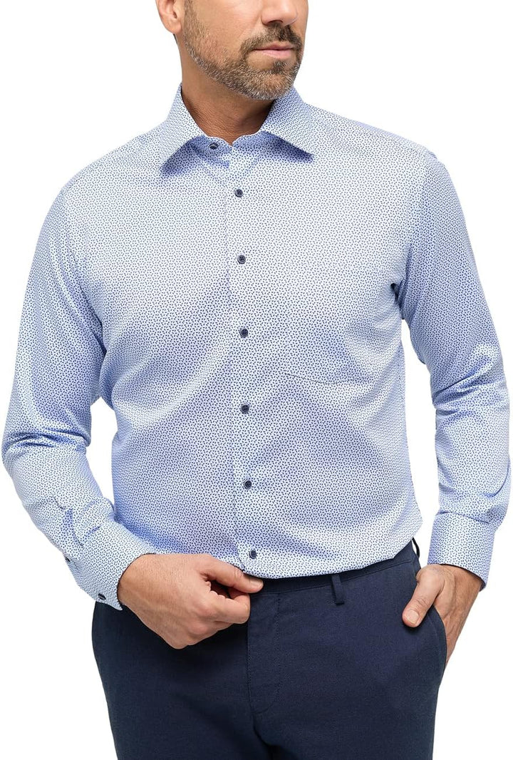ETERNA Herren bedrucktes Baumwollhemd MODERN FIT 41 Hellblau, 41 Hellblau