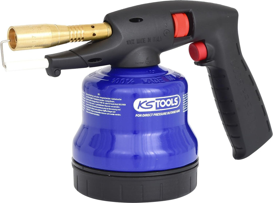 KS Tools 903.5905 Universal-Kartuschenlötgerät mit Piezo-Zündung, blau