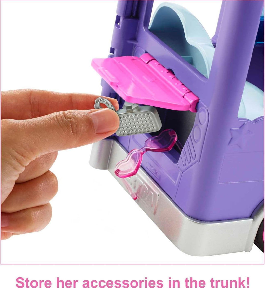 Barbie Extra Mini Minis, Extra Mini Minis Barbie Puppe mit Extra Sparkle Tour Bus Van, inkl. Barbie