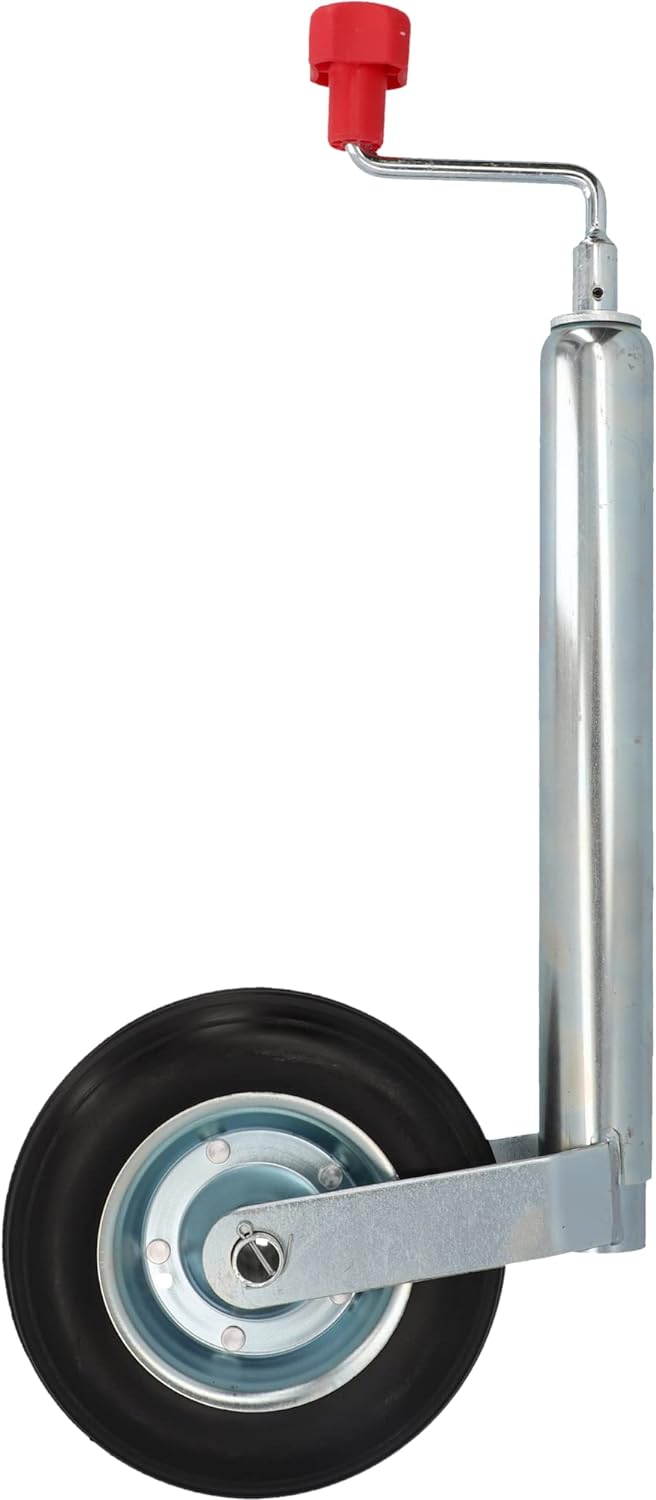 cartrend Stützrad mit Kurbel, geeignet für Wohn- & Transportanhänger, mit PU-Reifen, Rohrdurchmesser