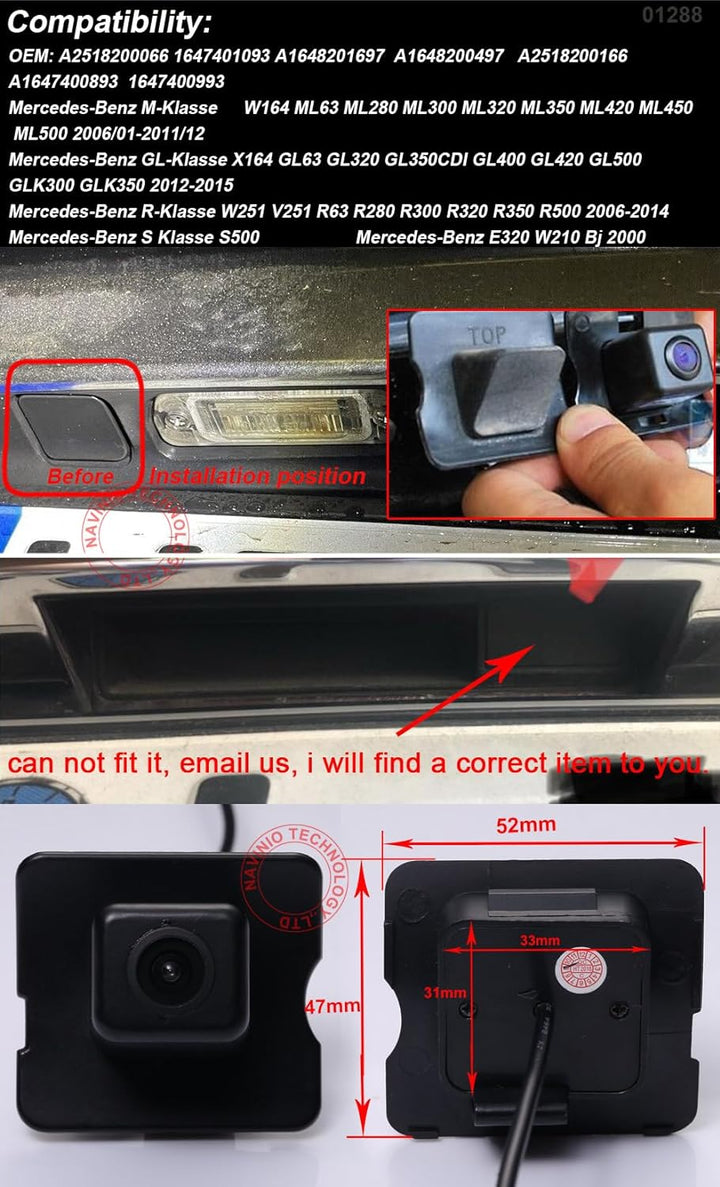 Navinio HD Auto Rückfahrkamera Einparkkamera Einparkhilfe Farbkamera Rückfahrsystem Wasserdicht für