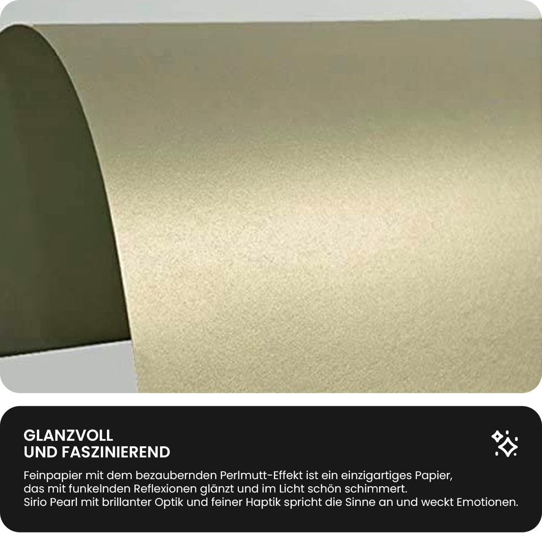 Netuno 100x Feinpapier Perlmutt-Hell-Gold DIN A4 210x 297 mm 125g Sirio Pearl Gold Bastelpapier iris