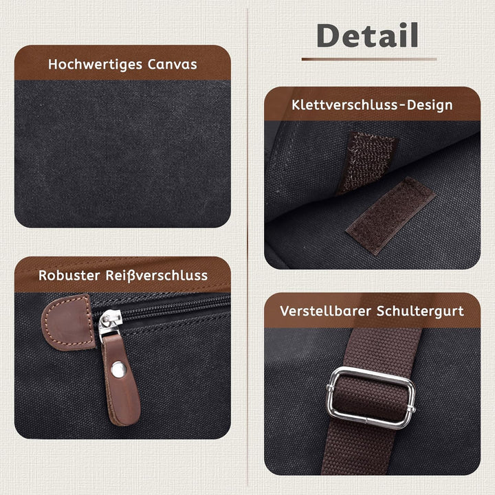 VARLIVOO Umhängetasche für Herren Schultertaschen 14" Zoll Laptoptaschen Messenger Bags Kuriertasche